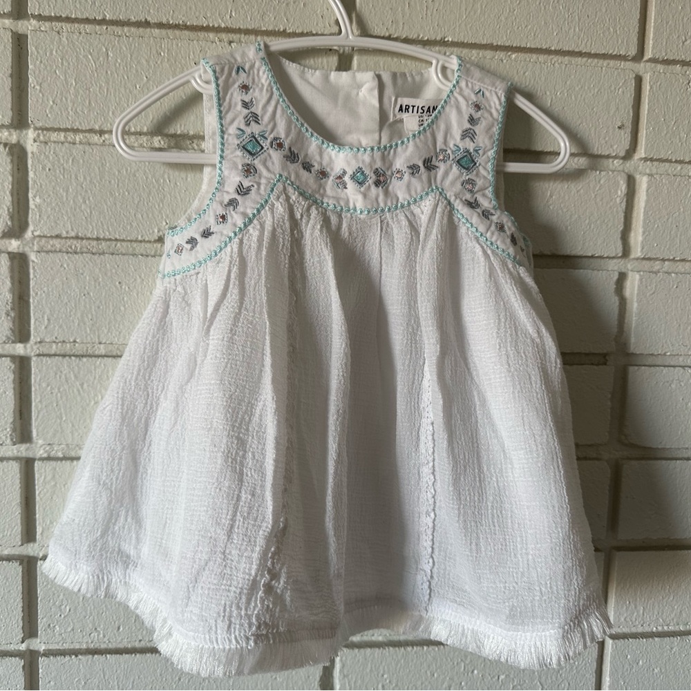 Vintage Embroidery White Cotton Dress